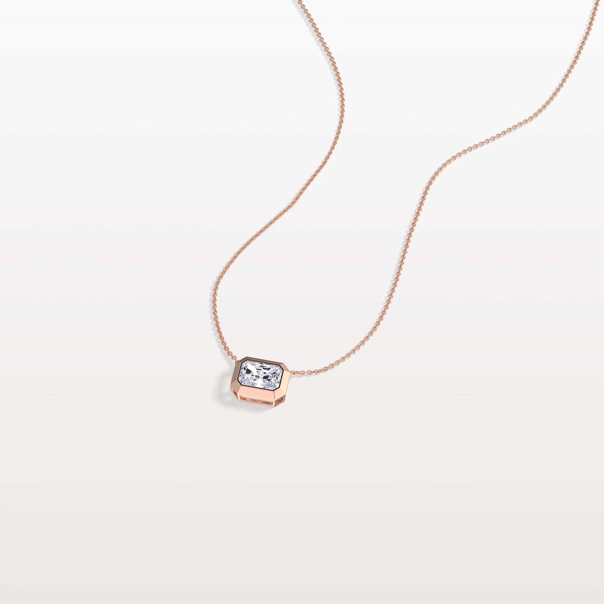 0.5CT Lab Grown Diamond Bezel Set Pendant Neckalce In 14K Solid Gold/Platinum