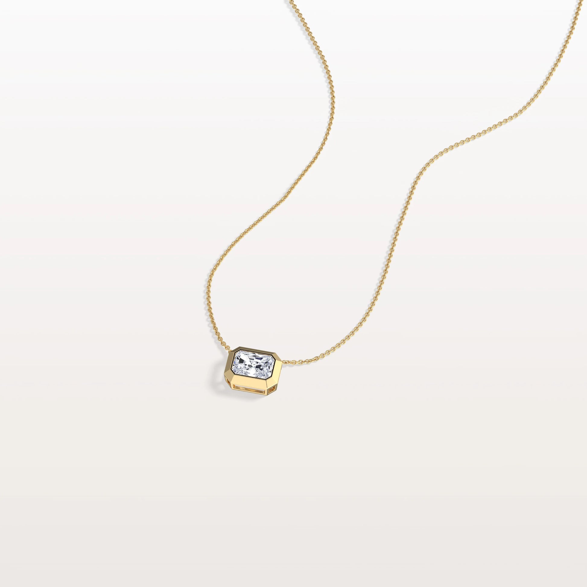 0.5CT Lab Grown Diamond Bezel Set Pendant Neckalce In 14K Solid Gold/Platinum