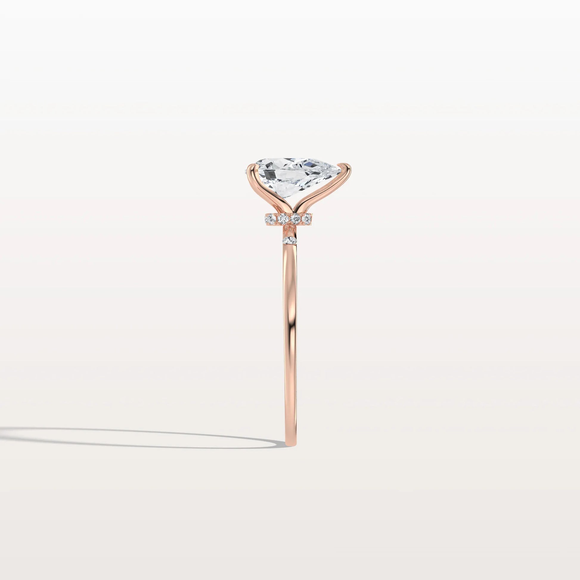 1 CT Lab Grown Pear Engagement Ring with Hidden Halo