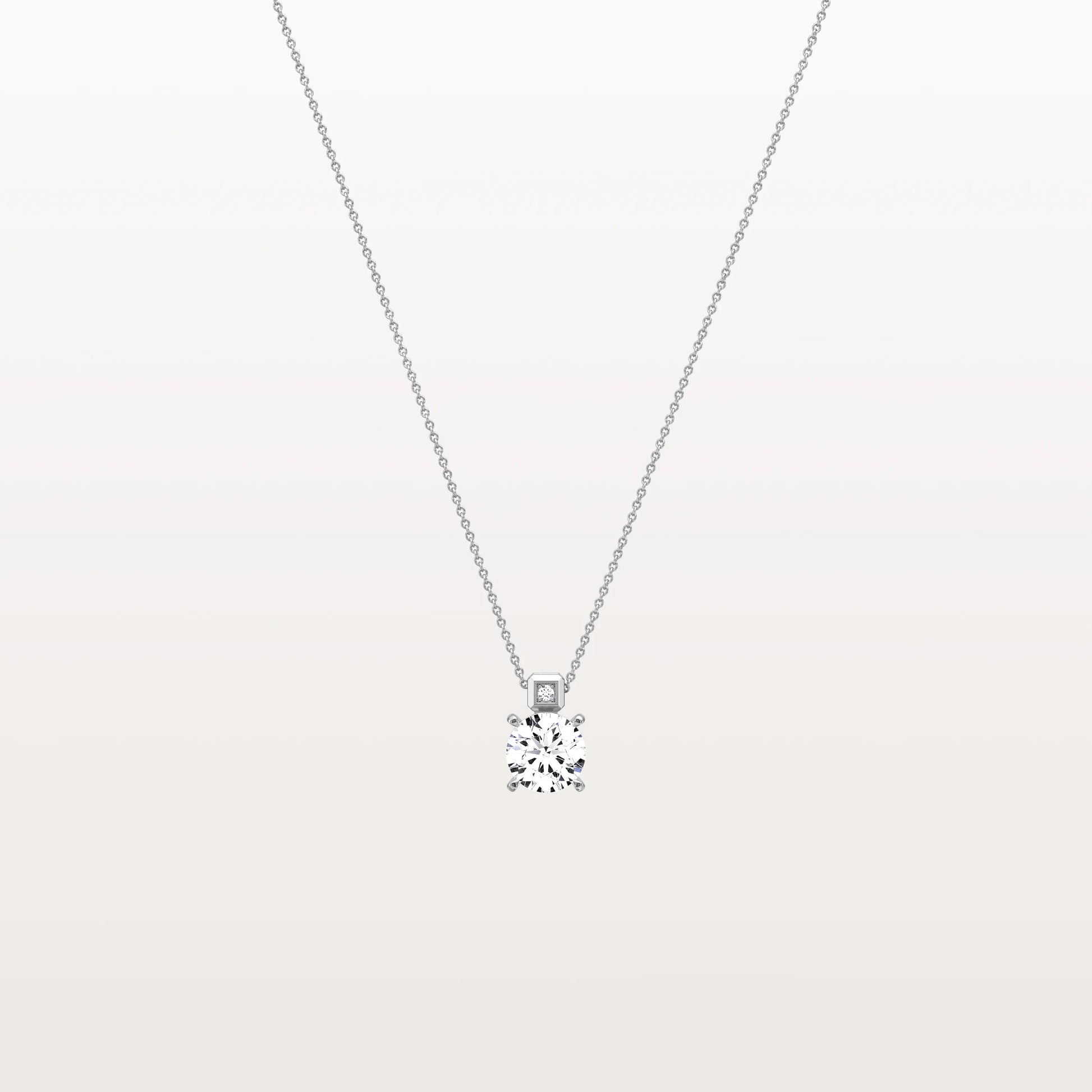 0.5CT Round Lab Grown Diamond Necklace in 14K Gold/Platinum