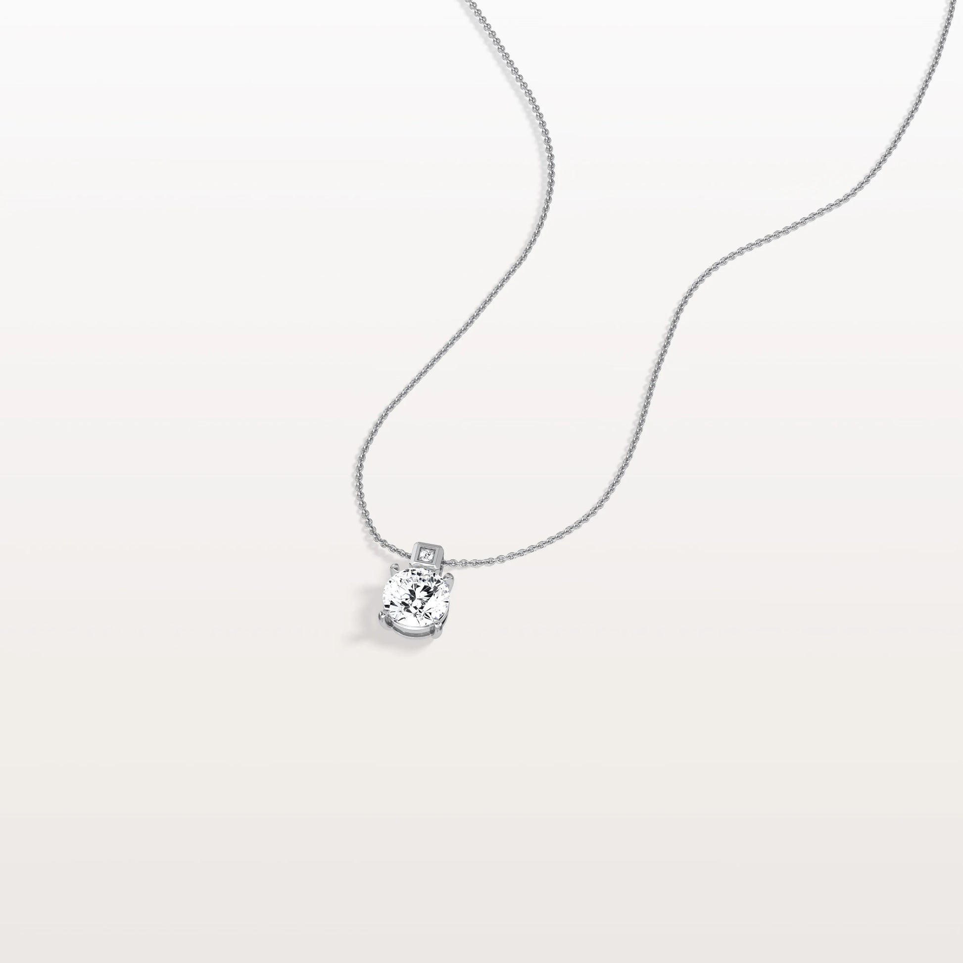 0.5CT Round Lab Grown Diamond Necklace in 14K Gold/Platinum
