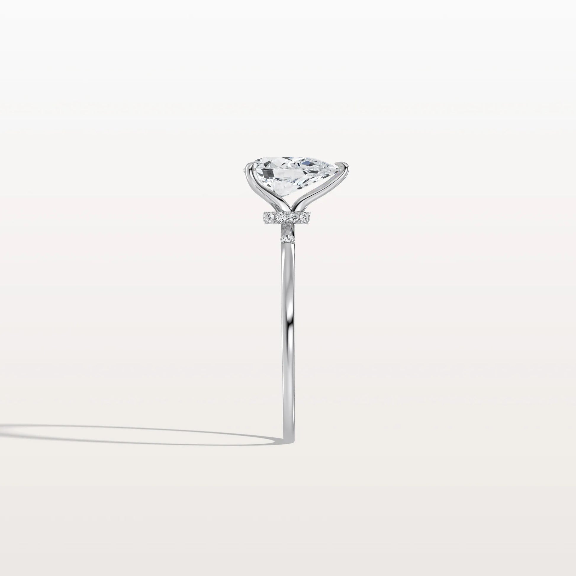 1 CT Lab Grown Pear Engagement Ring with Hidden Halo