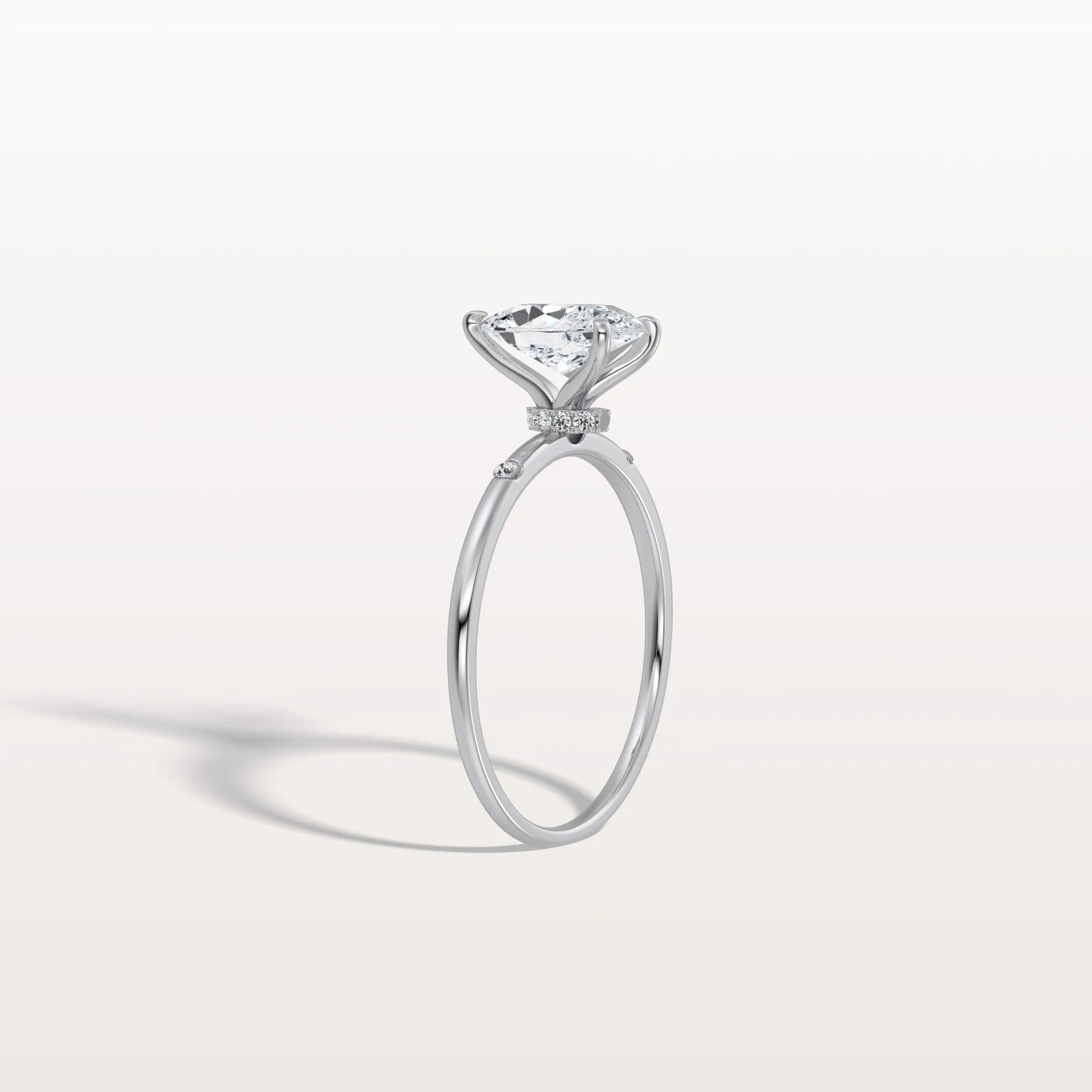 1 CT Lab Grown Pear Engagement Ring with Hidden Halo