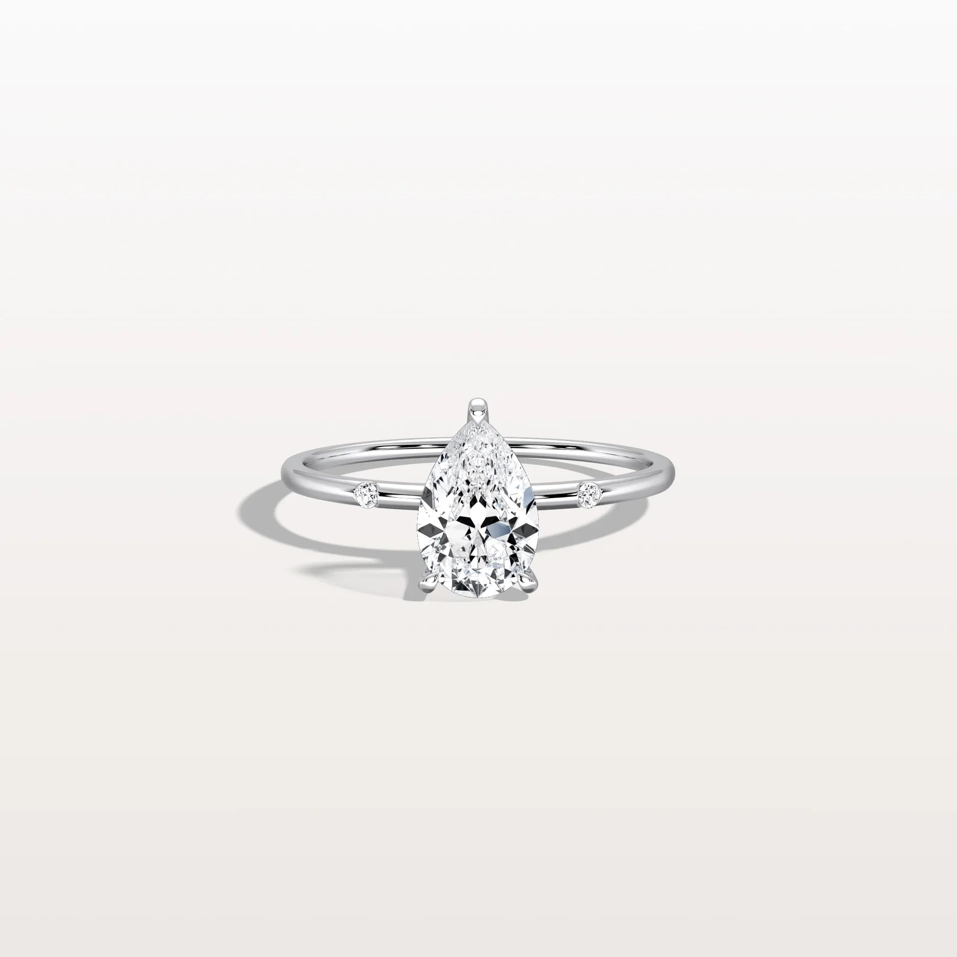 1 CT Lab Grown Pear Engagement Ring with Hidden Halo