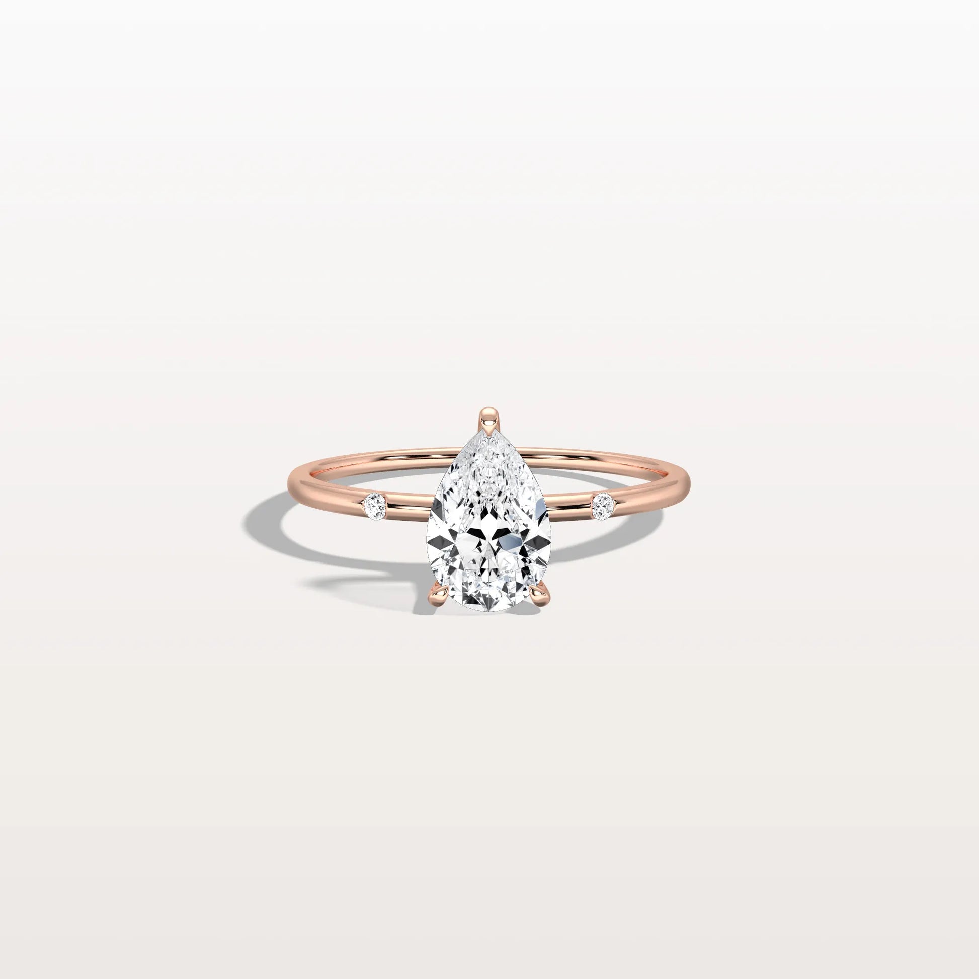 1 CT Lab Grown Pear Engagement Ring with Hidden Halo