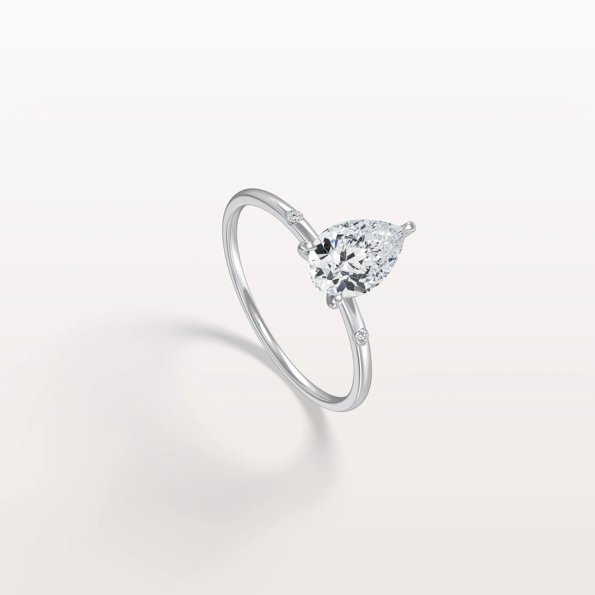 1 CT Lab Grown Pear Engagement Ring with Hidden Halo