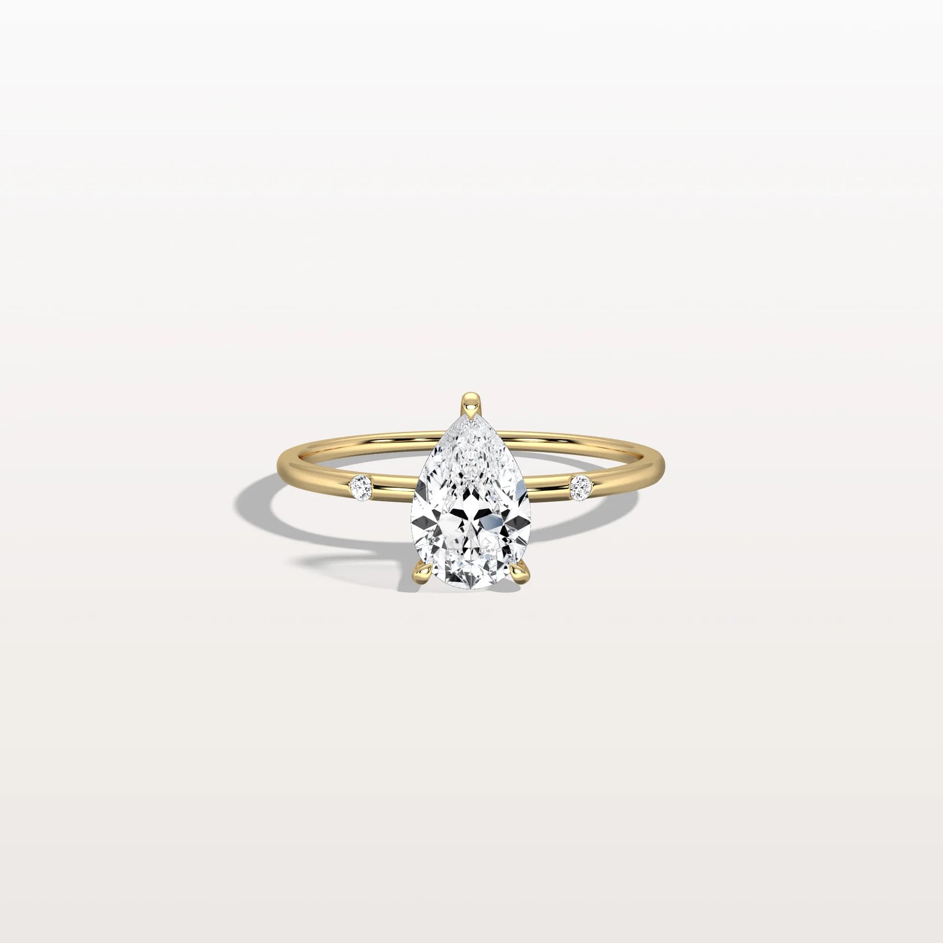1 CT Lab Grown Pear Engagement Ring with Hidden Halo