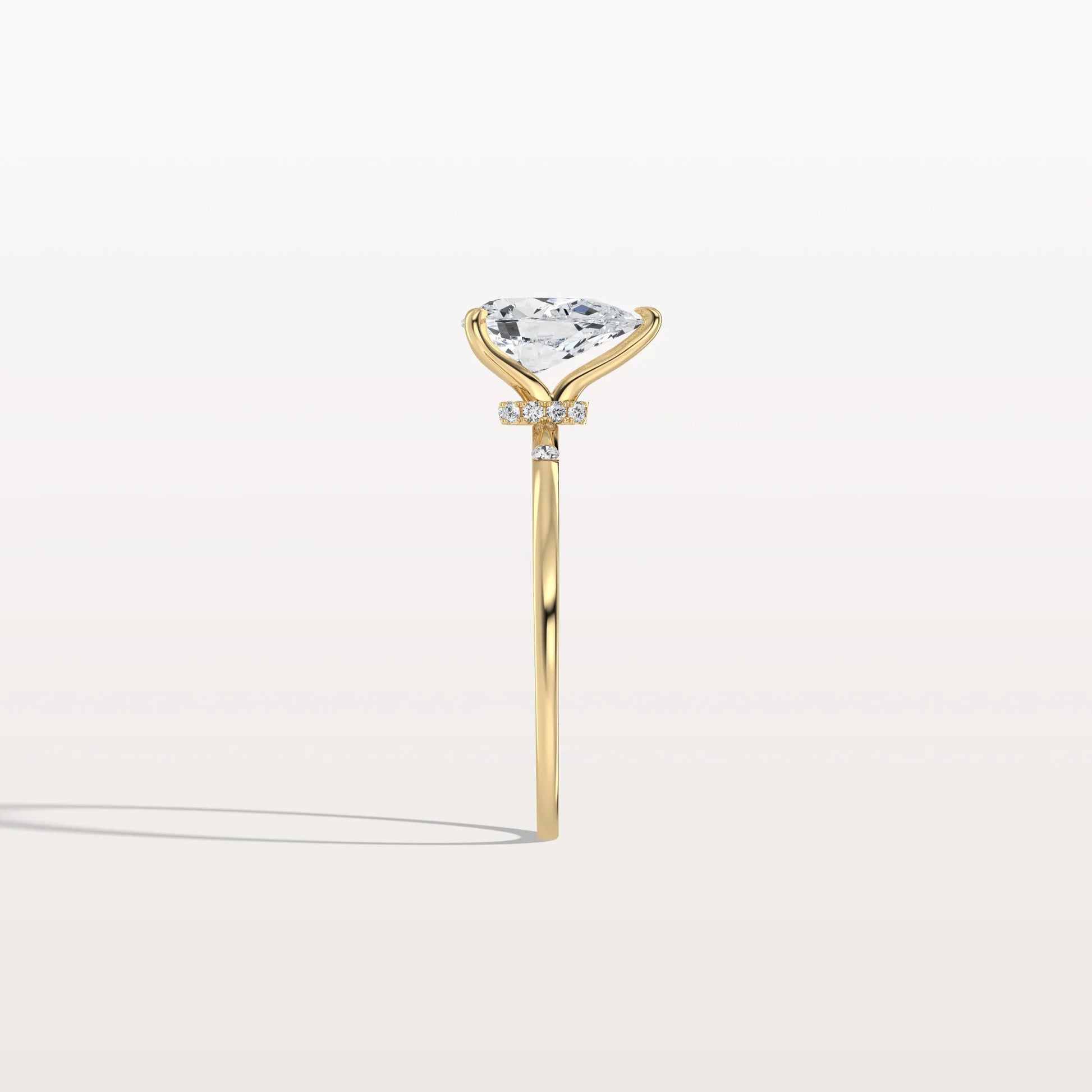 1 CT Lab Grown Pear Engagement Ring with Hidden Halo