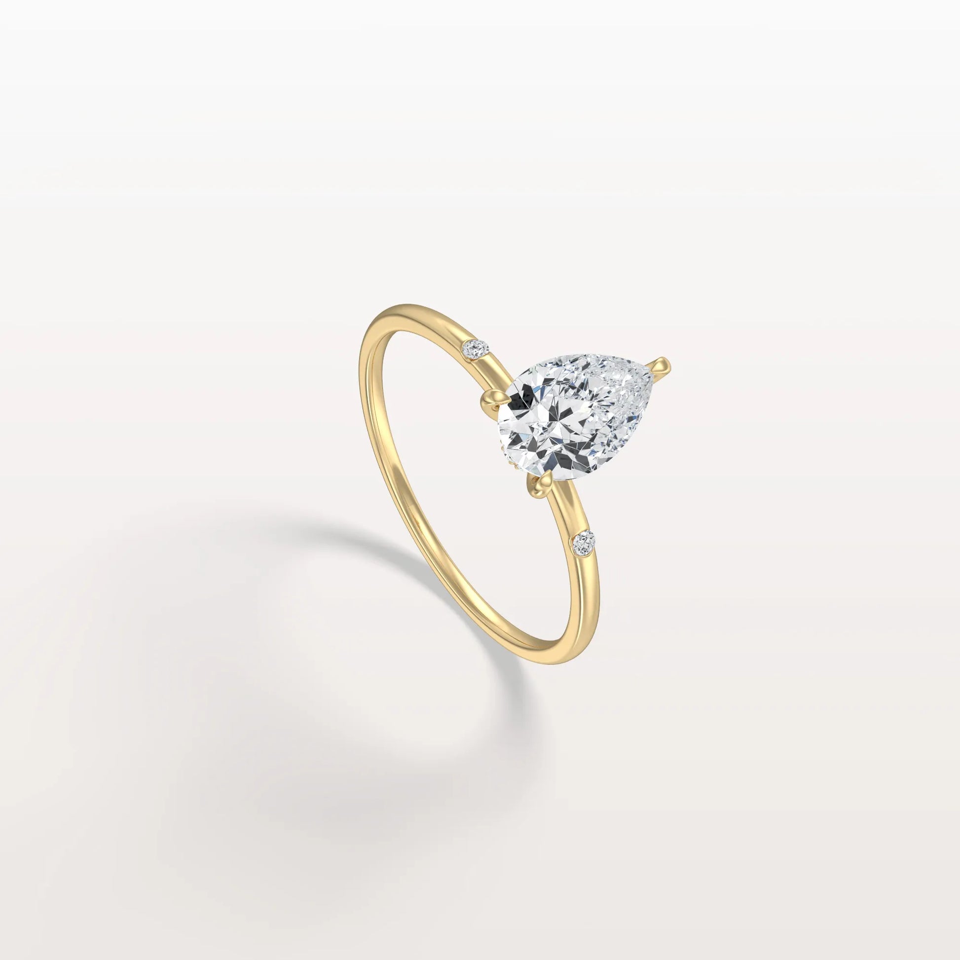 1 CT Lab Grown Pear Engagement Ring with Hidden Halo