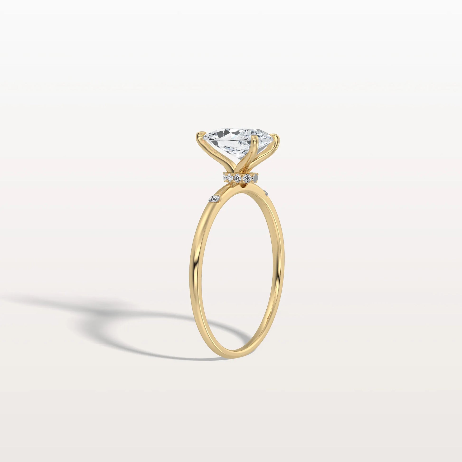 1 CT Lab Grown Pear Engagement Ring with Hidden Halo
