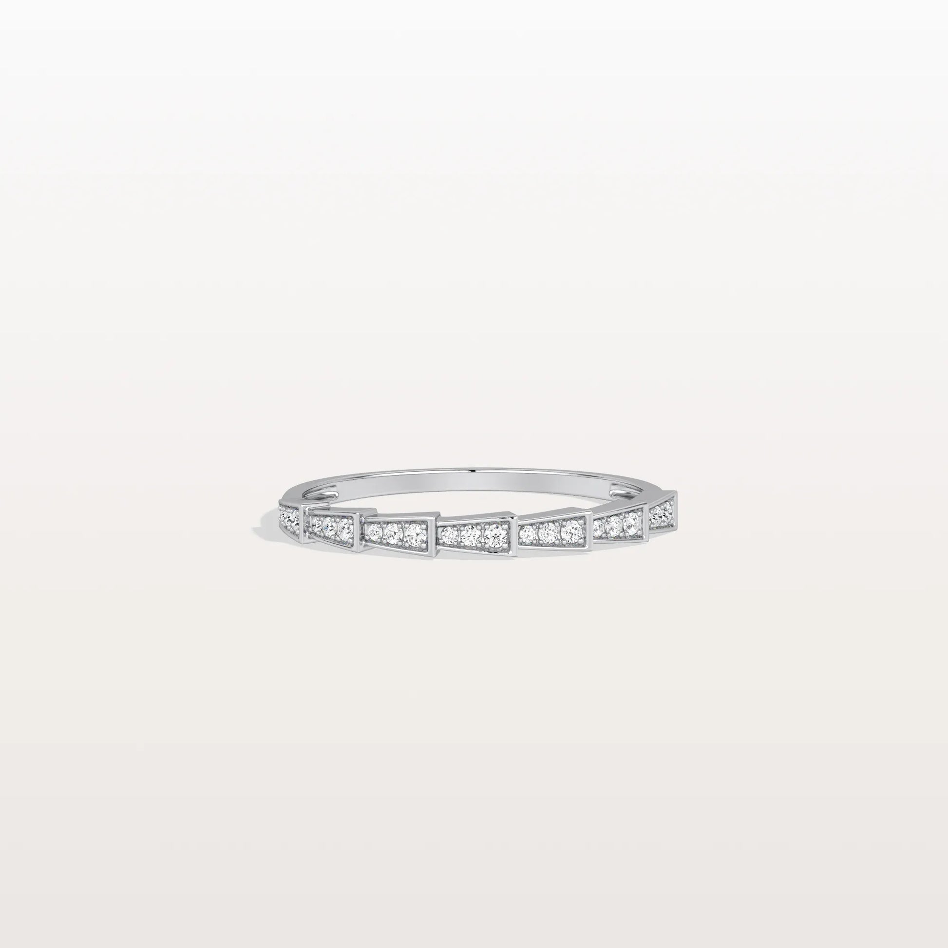 14K Gold/Platinum Stackable Pave Ring with Lab Diamonds-Viper Inspired