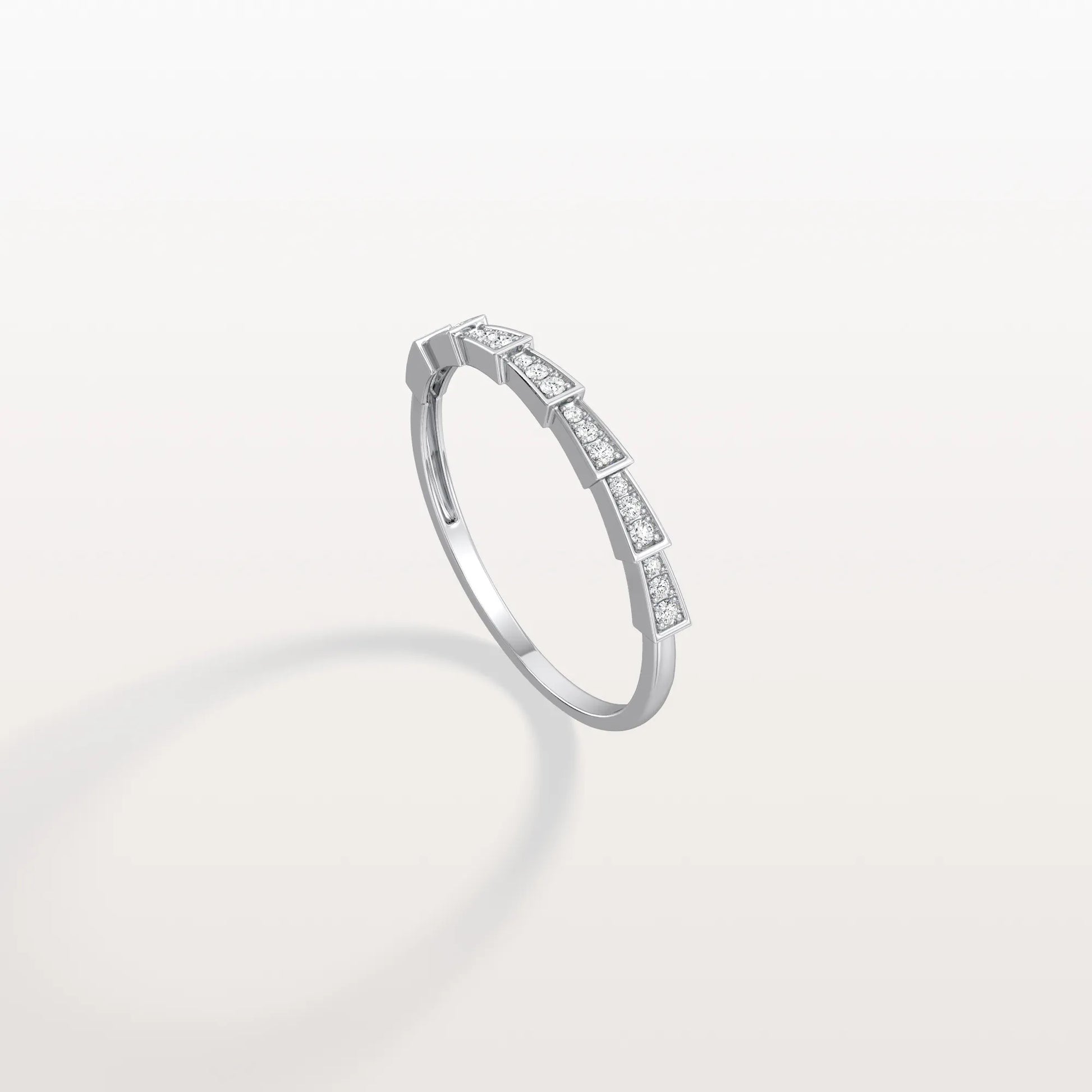 14K Gold/Platinum Stackable Pave Ring with Lab Diamonds-Viper Inspired