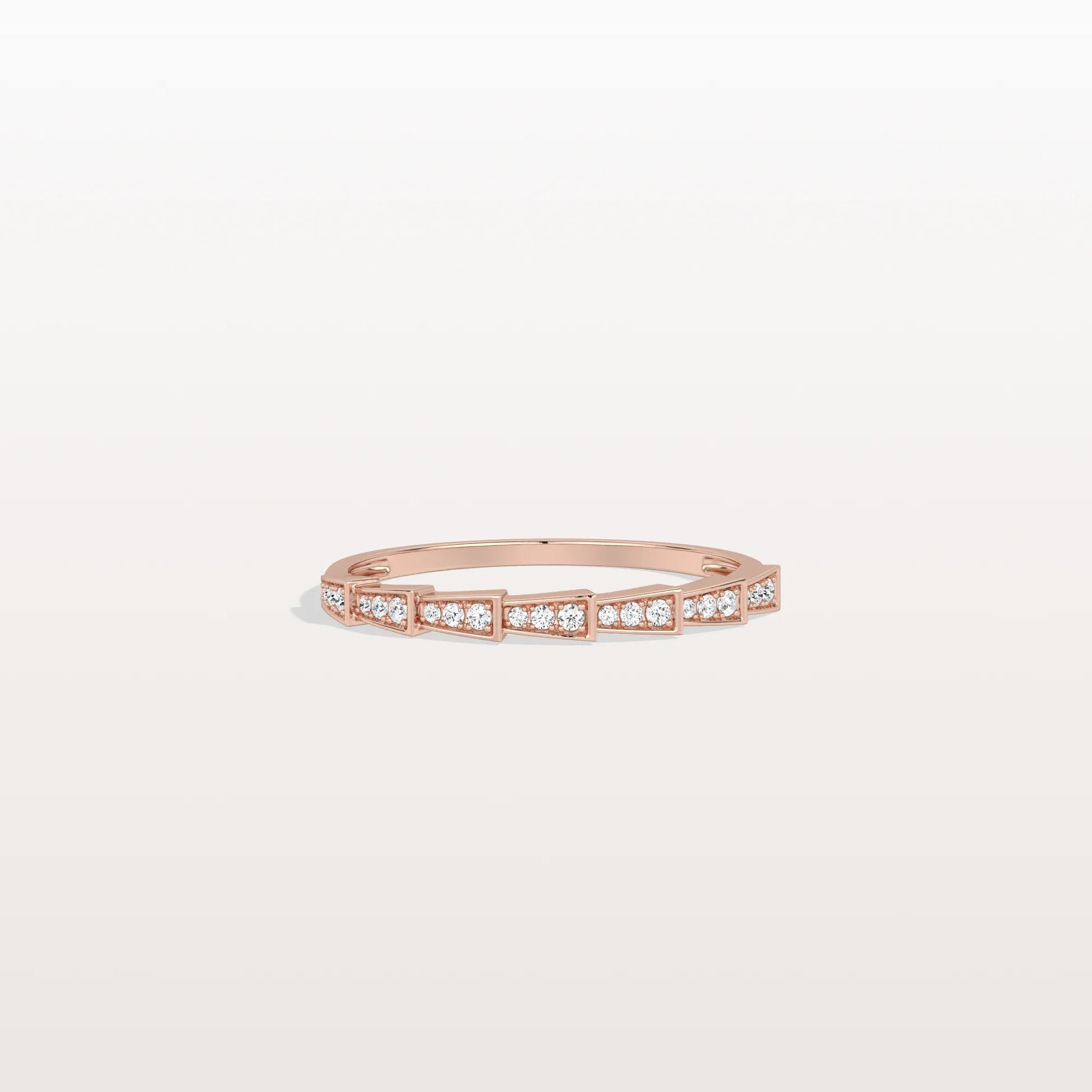 14K Gold/Platinum Stackable Pave Ring with Lab Diamonds-Viper Inspired