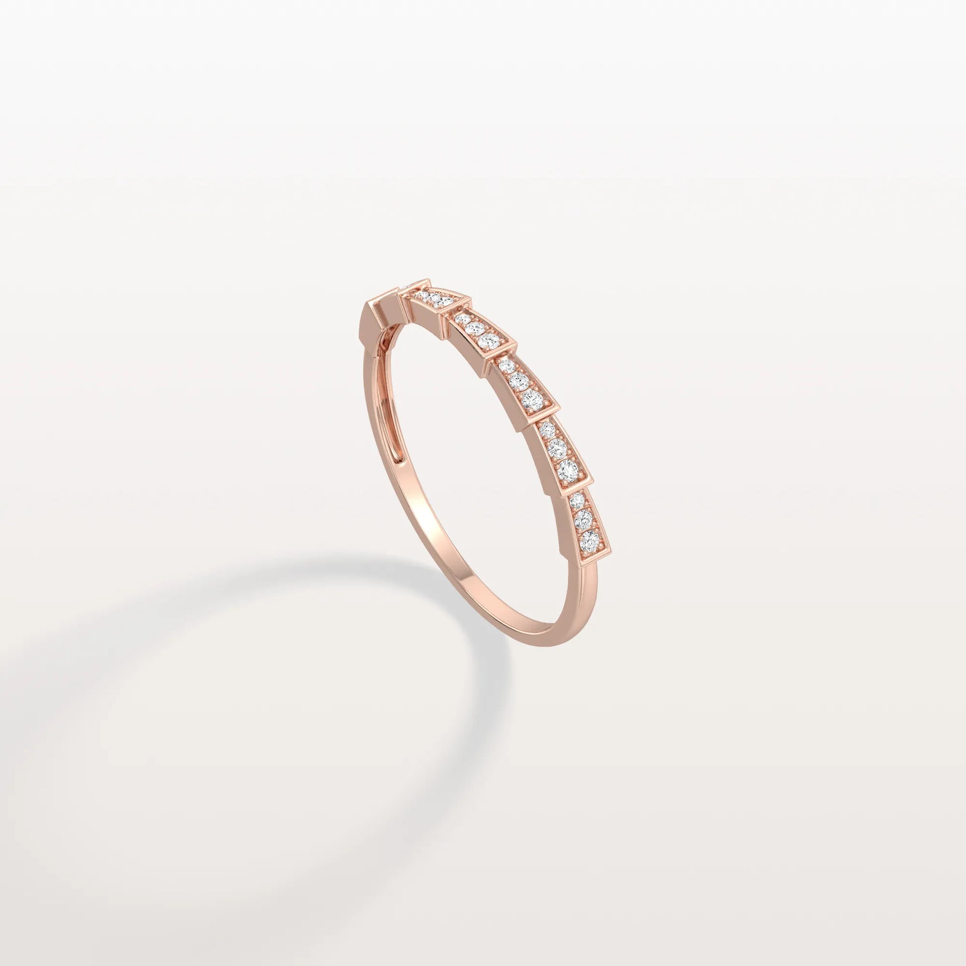 14K Gold/Platinum Stackable Pave Ring with Lab Diamonds-Viper Inspired
