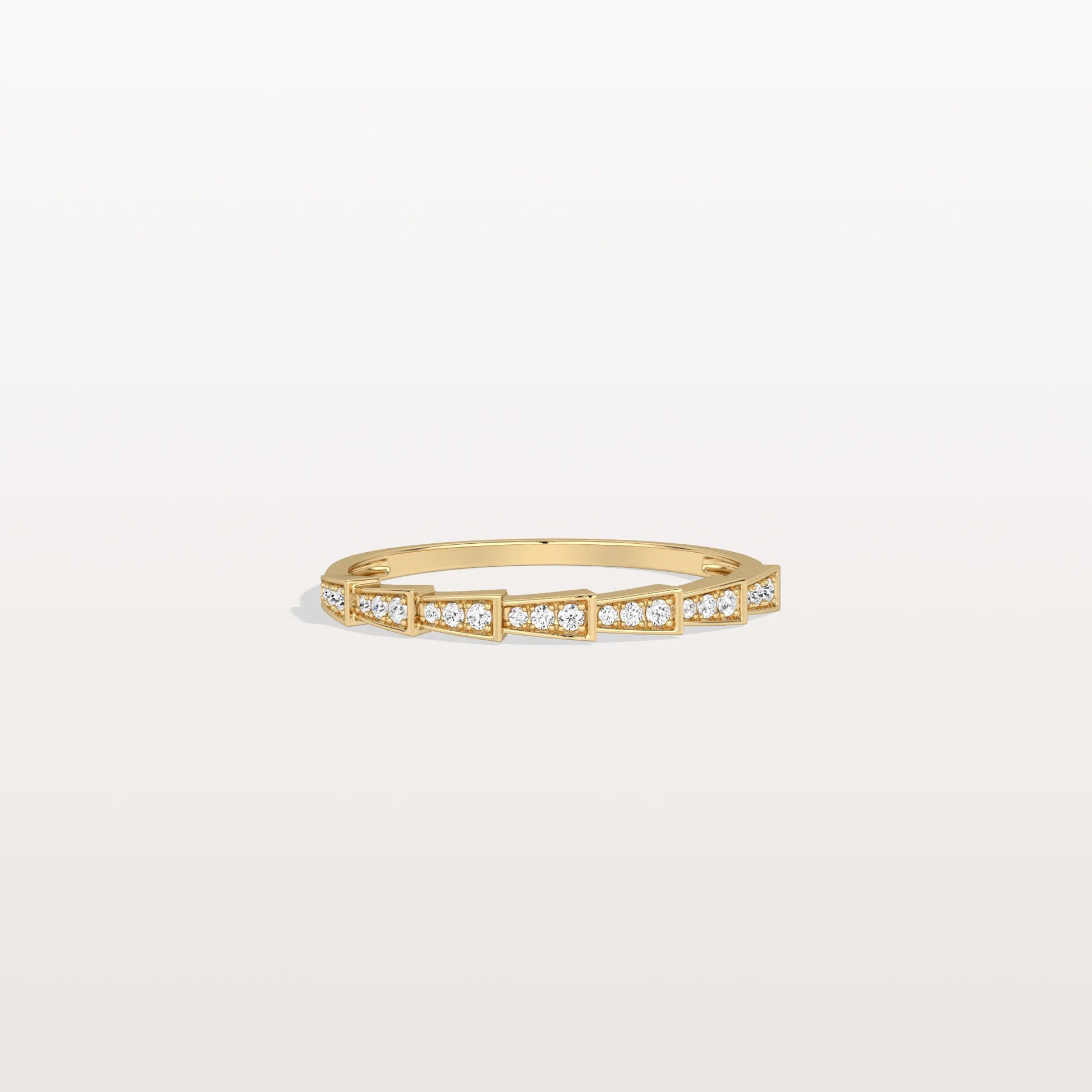 14K Gold/Platinum Stackable Pave Ring with Lab Diamonds-Viper Inspired