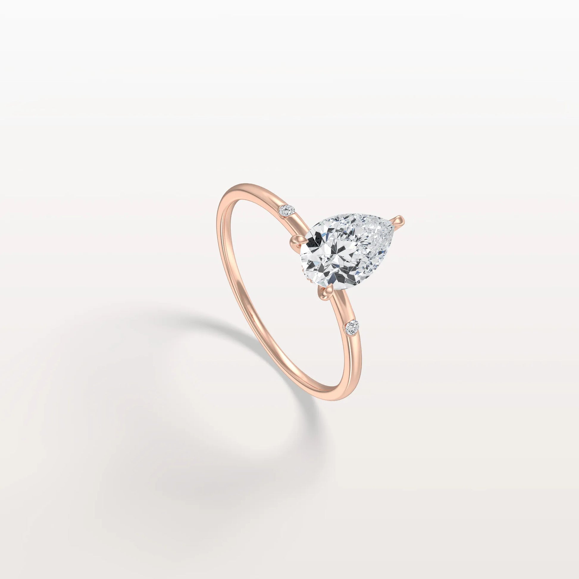 1 CT Lab Grown Pear Engagement Ring with Hidden Halo